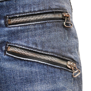 PIERRE BALMAIN | Blue Wash Moto Skinny Jeans