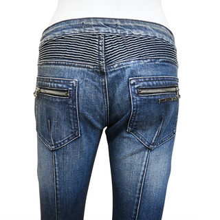 PIERRE BALMAIN | Blue Wash Moto Skinny Jeans