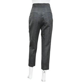 BRUNELLO CUCINELLI | Charcoal Gold Metallic Pinstriped Pants