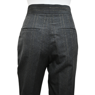 BRUNELLO CUCINELLI | Charcoal Gold Metallic Pinstriped Pants