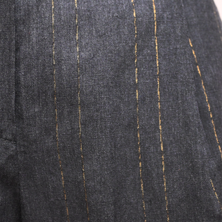 BRUNELLO CUCINELLI | Charcoal Gold Metallic Pinstriped Pants