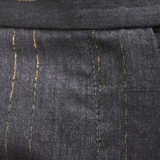 BRUNELLO CUCINELLI | Charcoal Gold Metallic Pinstriped Pants