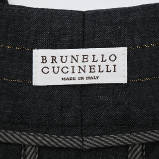 BRUNELLO CUCINELLI | Charcoal Gold Metallic Pinstriped Pants