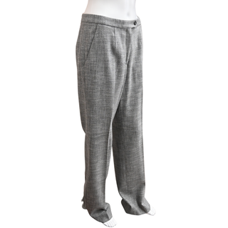 CAROLINA HERRERA | Gray Twill Weave Wide Leg Pants