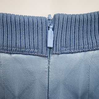 FENDI | Light Blue Geometric Jacquard Pleated Midi Skirt