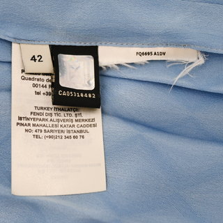 FENDI | Light Blue Geometric Jacquard Pleated Midi Skirt