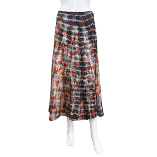 CHRISTIAN DIOR | Multicolored Textured Floral Silk Midi Skirt