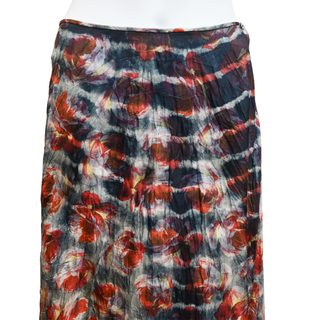CHRISTIAN DIOR | Multicolored Textured Floral Silk Midi Skirt