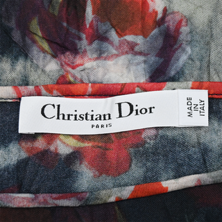 CHRISTIAN DIOR | Multicolored Textured Floral Silk Midi Skirt