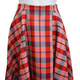 CHRISTIAN DIOR | Red Plaid Wool Midi Skirt