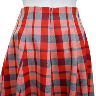 CHRISTIAN DIOR | Red Plaid Wool Midi Skirt