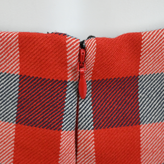 CHRISTIAN DIOR | Red Plaid Wool Midi Skirt