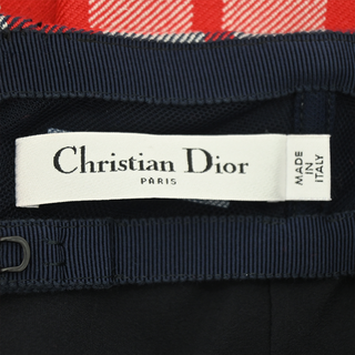 CHRISTIAN DIOR | Red Plaid Wool Midi Skirt