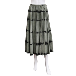 CHRISTIAN DIOR | Olive & Black Tie-Dye Pleated Midi Skirt