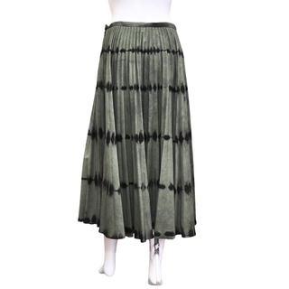 CHRISTIAN DIOR | Olive & Black Tie-Dye Pleated Midi Skirt