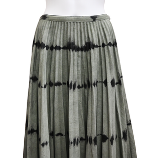 CHRISTIAN DIOR | Olive & Black Tie-Dye Pleated Midi Skirt