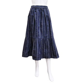 CHRISTIAN DIOR | Navy Striped Tiered Midi Skirt