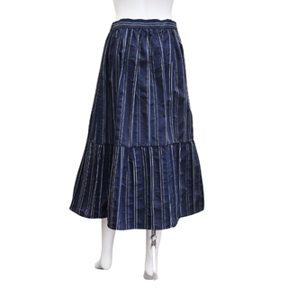 CHRISTIAN DIOR | Navy Striped Tiered Midi Skirt