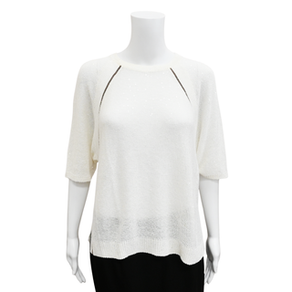 BRUNELLO CUCINELLI | Monili Off-White Linen-Blend Knit Top