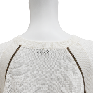 BRUNELLO CUCINELLI | Monili Off-White Linen-Blend Knit Top