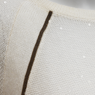BRUNELLO CUCINELLI | Monili Off-White Linen-Blend Knit Top