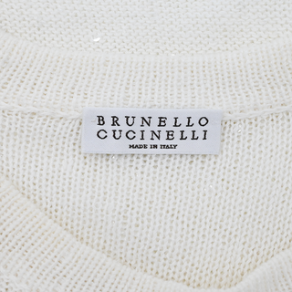BRUNELLO CUCINELLI | Monili Off-White Linen-Blend Knit Top