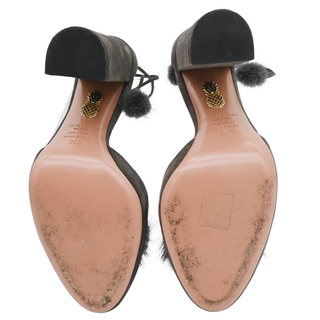 AQUAZZURA | Urban Gray Fur Suede Strappy Pumps