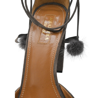 AQUAZZURA | Urban Gray Fur Suede Strappy Pumps