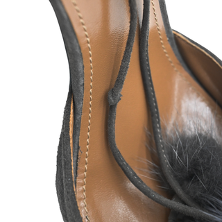 AQUAZZURA | Urban Gray Fur Suede Strappy Pumps