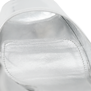 PRADA | Silver Metallic Peep-Toe Leather Pumps