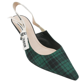 CHRISTIAN DIOR | J'Adior Green Plaid Slingback Pumps