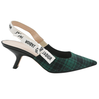 CHRISTIAN DIOR | J'Adior Green Plaid Slingback Pumps