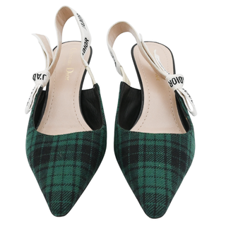 CHRISTIAN DIOR | J'Adior Green Plaid Slingback Pumps