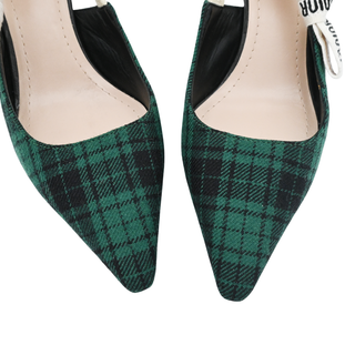 CHRISTIAN DIOR | J'Adior Green Plaid Slingback Pumps
