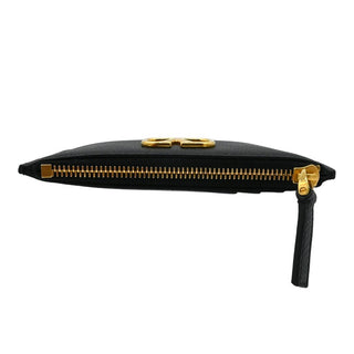 VALENTINO | Vlogo Zip Black Leather Card Holder