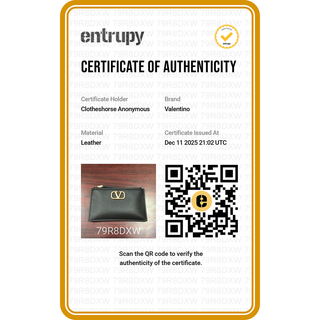 VALENTINO | Vlogo Zip Black Leather Card Holder