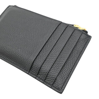 VALENTINO | Vlogo Zip Black Leather Card Holder