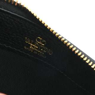 VALENTINO | Vlogo Zip Black Leather Card Holder