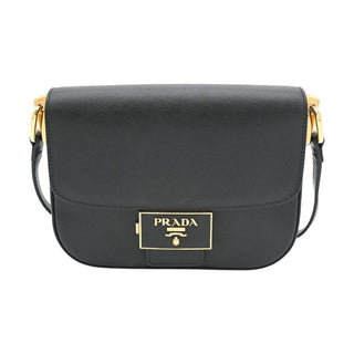 PRADA | Black Saffiano Lux Embleme Flap Crossbody Bag