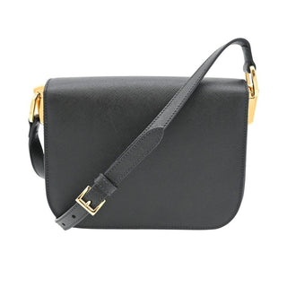 PRADA | Black Saffiano Lux Embleme Flap Crossbody Bag