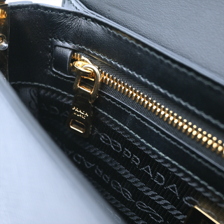 PRADA | Black Saffiano Lux Embleme Flap Crossbody Bag