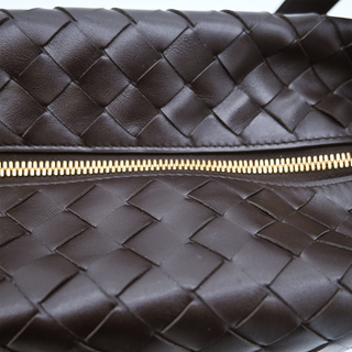 BOTTEGA VENETA | Loop Intrecciato Dark Brown Leather Weekend Bag