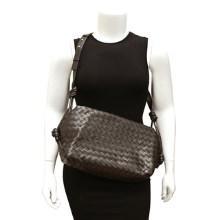 BOTTEGA VENETA | Loop Intrecciato Dark Brown Leather Weekend Bag