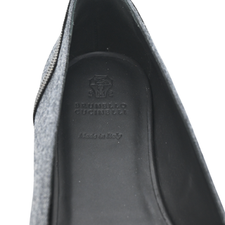 BRUNELLO CUCINELLI | Gray Flannel & Monili Pointed-Square Flats