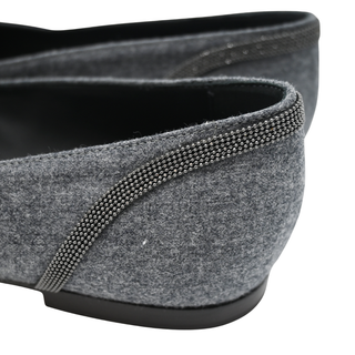 BRUNELLO CUCINELLI | Gray Flannel & Monili Pointed-Square Flats