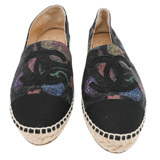 CHANEL | Multicolored Floral Twill CC Espadrilles