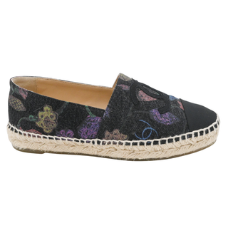 CHANEL | Multicolored Floral Twill CC Espadrilles