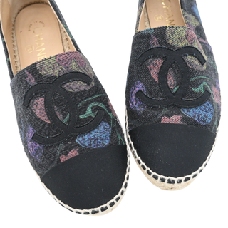 CHANEL | Multicolored Floral Twill CC Espadrilles