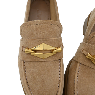 JIMMY CHOO | Maddie Diamond Biscuit Suede Loafers