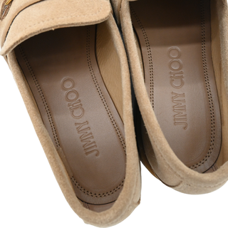 JIMMY CHOO | Maddie Diamond Biscuit Suede Loafers